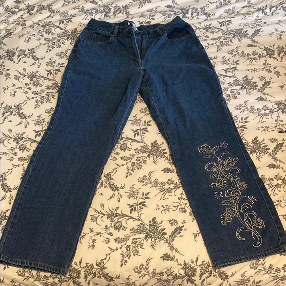 Embroidered Blue Jeans for Women